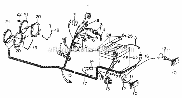 Electrical Wiring-Sn 720000 & Up Diagram and Parts List for 1604 2050598U, 144-582-399, 145-582-399, 142-582-3 Cub Cadet Lawn Tractor